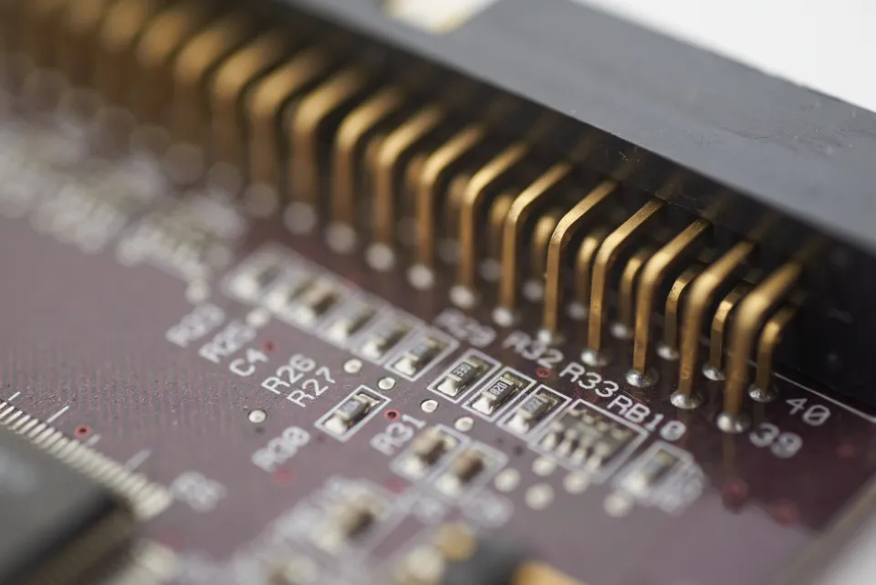 Close-up macro of a circuit board